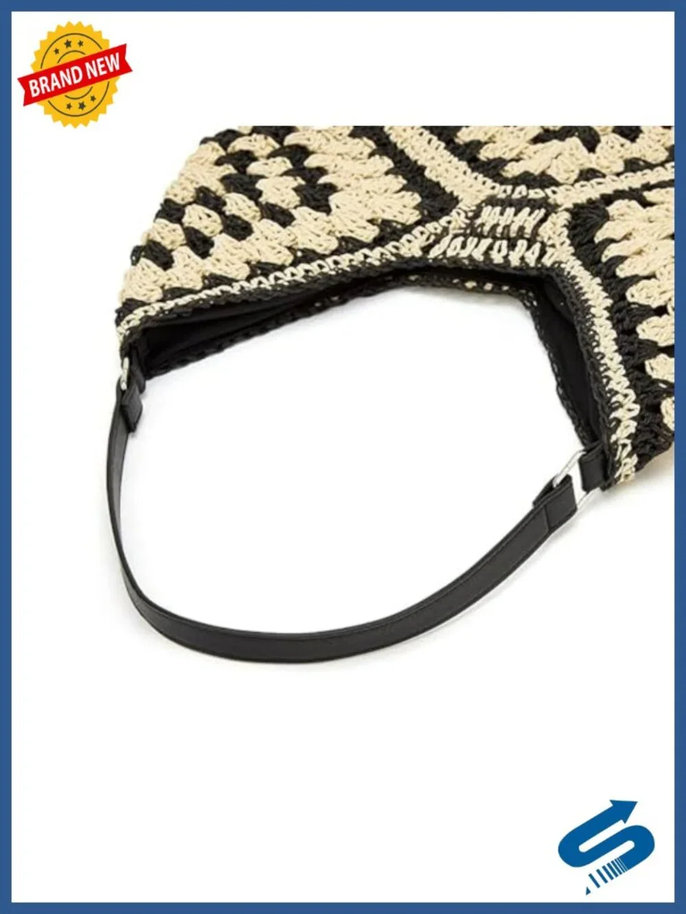 Hand-Woven Straw Hobo Bag with Magnetic Snap Closure, Wide Shoulder Strap